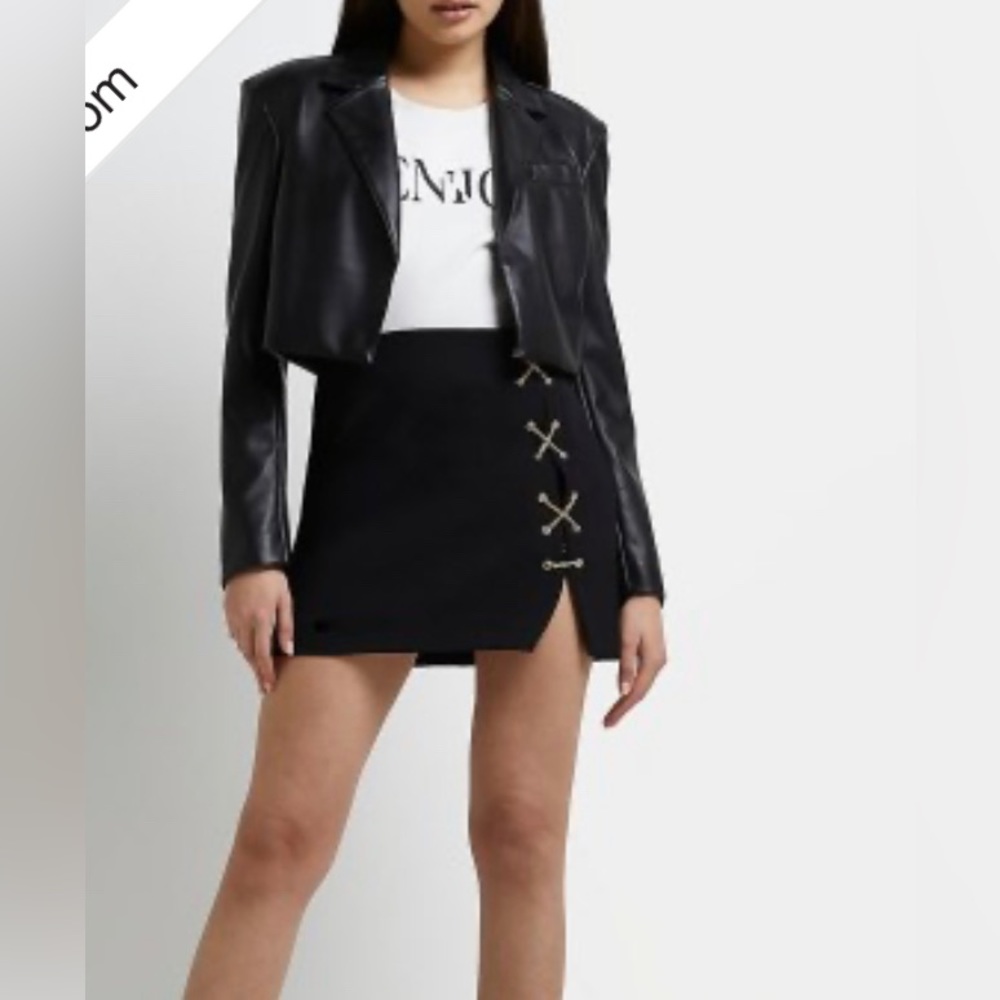 River Island Black Chain Detail Mini Skirt